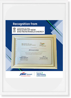 JSW Cement - Recognition from Government of India